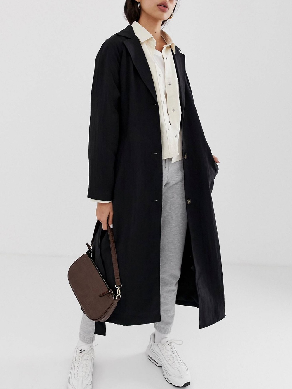 Weekday relaxed trench coat in black